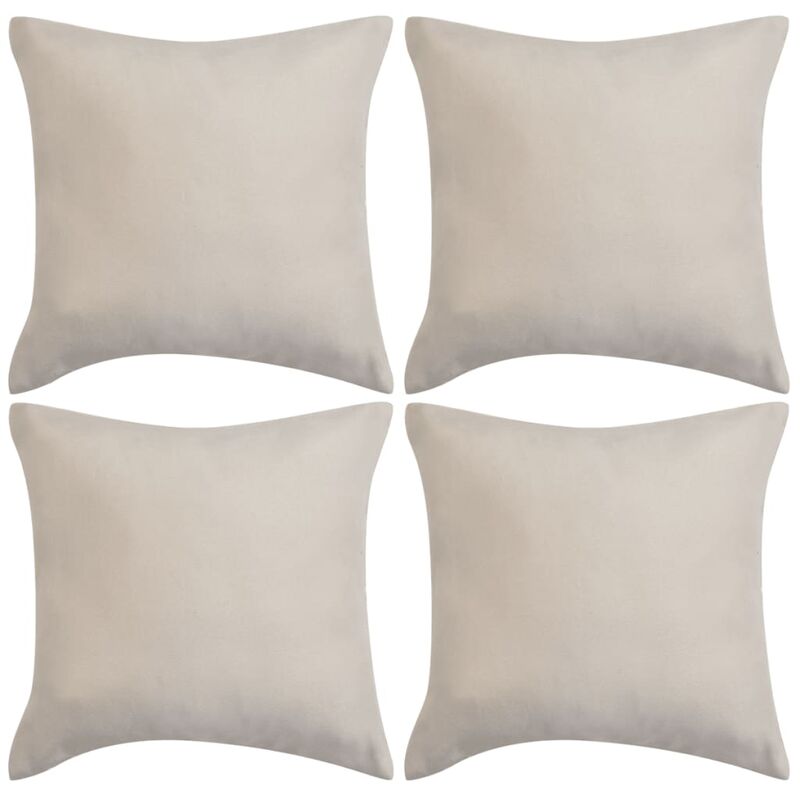

vidaXL Fundas de cojín 4 uds 40x40cm poliéster gamuza beige - Beige
