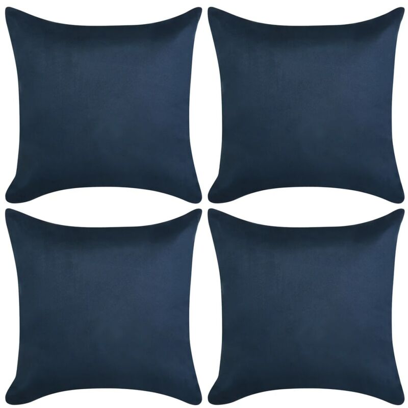 

vidaXL Fundas de Cojín 4 uds 40x40cm poliéster gamuza azul marino - Azul