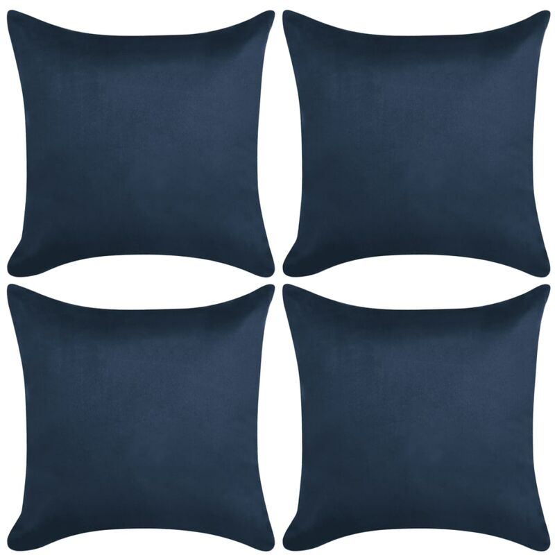 

vidaXL Fundas de cojín 4 uds 50x50cm poliéster gamuza azul marino - Azul