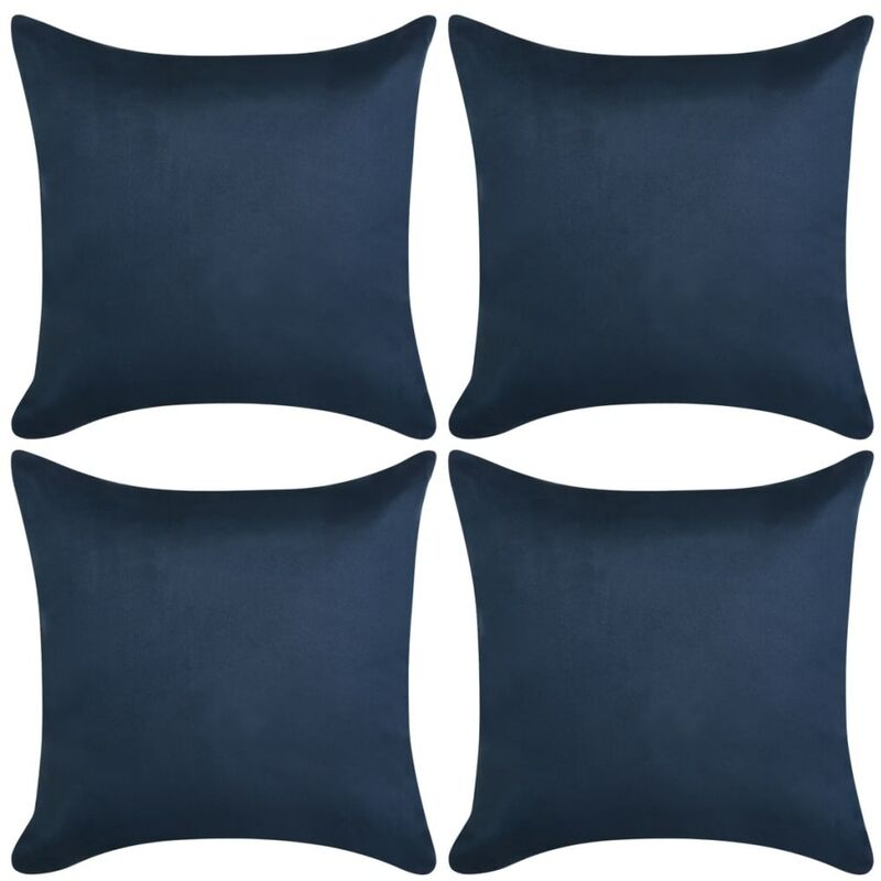 

vidaXL Fundas de cojín 4 uds 80x80cm Poliéster gamuza azul marino - Azul