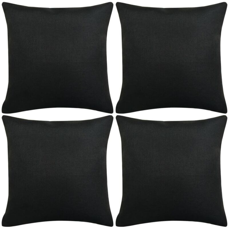 

vidaXL Fundas de Cojines 4 Unidades Apariencia de Lino Negro 80x80 cm - Negro