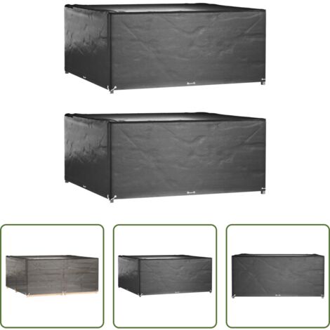 vidaXL Fundas para ratán -  Fundas muebles de jardín 2 uds 16 ojales cuadrado 205x205x90 cm