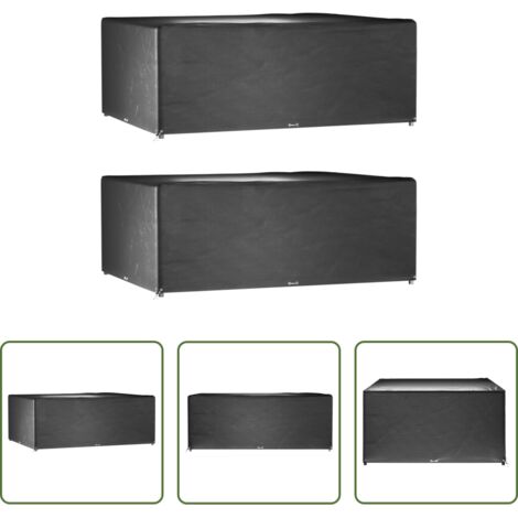 vidaXL Fundas para ratán -  Fundas muebles jardín 2 uds 16 ojales rectangular 278x204x105cm