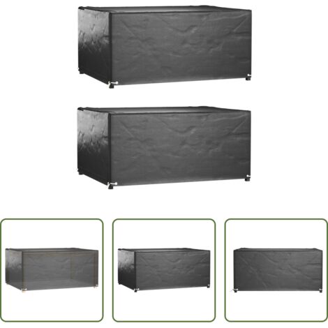 vidaXL Fundas para ratán -  Fundas muebles jardín 2 uds 8 ojales rectangular 180x135x80 cm