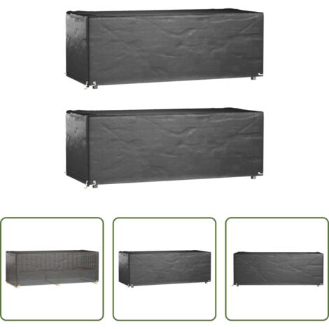 vidaXL Fundas para ratán -  Fundas muebles jardín 2 uds 8 ojales rectangular 192x82x65 cm