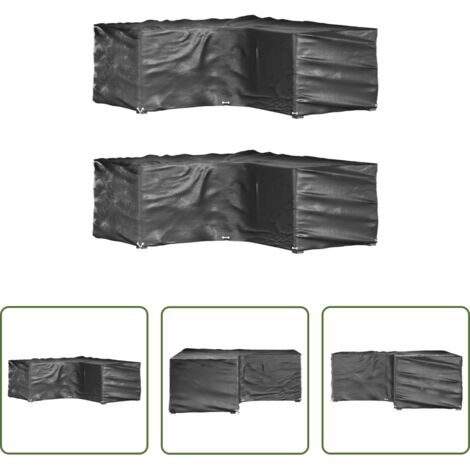 vidaXL Fundas para ratán -  Fundas muebles jardín forma de L 2 uds 16 ojales 215x215x70 cm