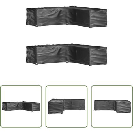 vidaXL Fundas para ratán -  Fundas muebles jardín forma de L 2 uds 16 ojales 285x285x70 cm