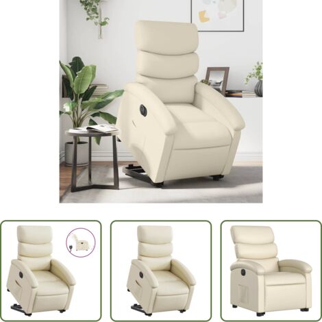 vidaXL Funzione di sollevamento -  Poltrona Alzapersona Reclinabile Crema in Similpelle