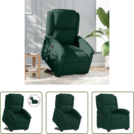vidaXL Funzione di sollevamento -  Poltrona Alzapersona Reclinabile Elettrica Verde Scuro Velluto