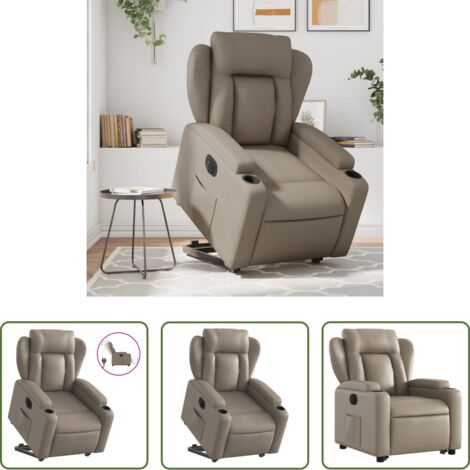 vidaXL Funzione di sollevamento -  Poltrona Alzapersona Reclinante Elettrica Cappuccino Similpelle