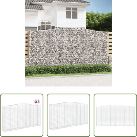vidaXL Gabbia ad arco -  Cesti Gabbioni ad Arco 2 pz 400x50x200/220 cm Ferro Zincato