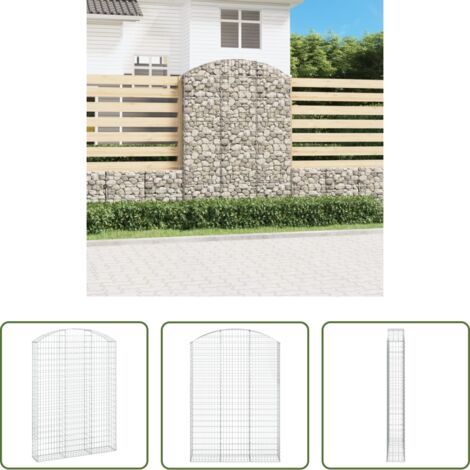 vidaXL Gabbia ad arco -  Cesto Gabbione ad Arco 150x30x200/220 cm Ferro Zincato