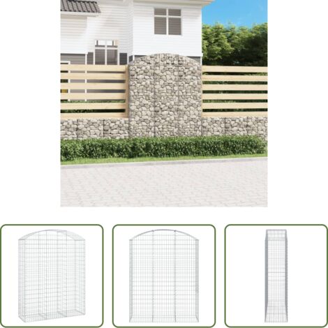 vidaXL Gabbia ad arco -  Cesto Gabbione ad Arco 150x50x180/200 cm Ferro Zincato