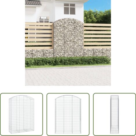 vidaXL Gabbia ad arco -  Cesto Gabbione ad Arco 150x50x200/220 cm Ferro Zincato