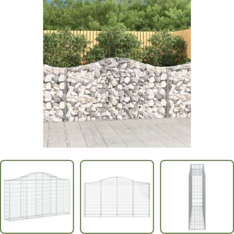 vidaXL Gabbia ad arco -  Cesto Gabbione ad Arco 200x30x100/120 cm Ferro Zincato