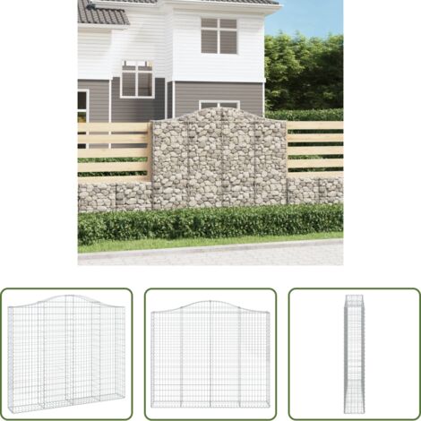 vidaXL Gabbia ad arco -  Cesto Gabbione ad Arco 200x30x160/180 cm Ferro Zincato