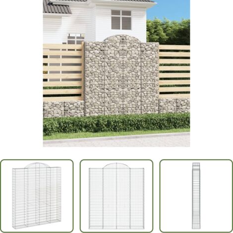 vidaXL Gabbia ad arco -  Cesto Gabbione ad Arco 200x30x220/240 cm Ferro Zincato
