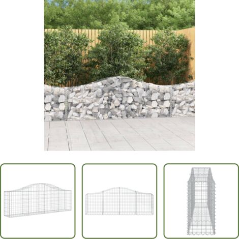vidaXL Gabbia ad arco -  Cesto Gabbione ad Arco 200x30x60/80 cm Ferro Zincato