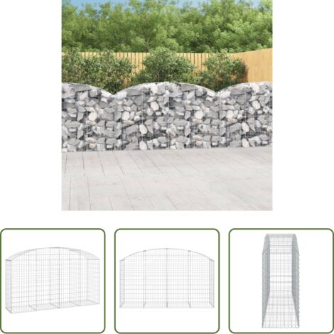 vidaXL Gabbia ad arco -  Cesto Gabbione ad Arco 200x50x100/120 cm Ferro Zincato