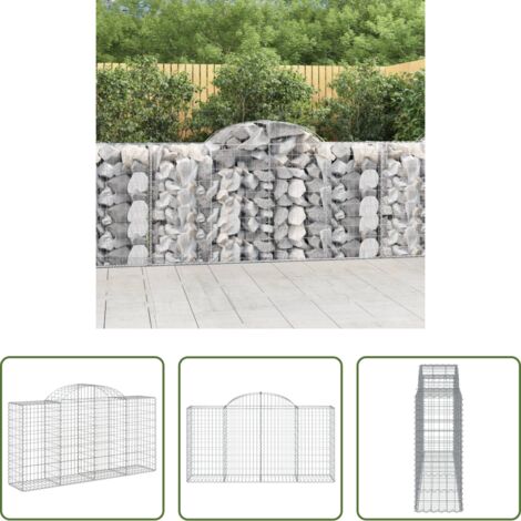vidaXL Gabbia ad arco -  Cesto Gabbione ad Arco 200x50x100/120 cm Ferro Zincato
