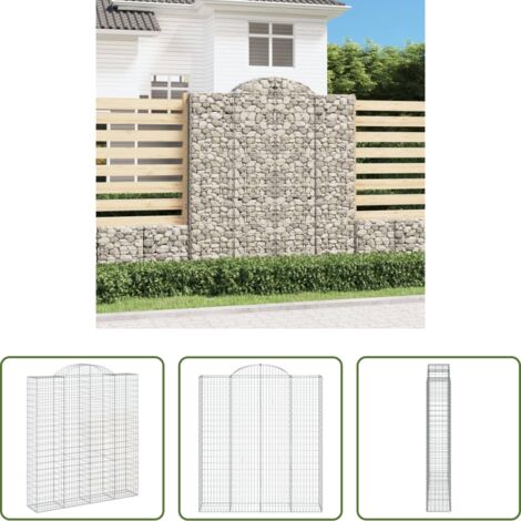vidaXL Gabbia ad arco -  Cesto Gabbione ad Arco 200x50x220/240 cm Ferro Zincato
