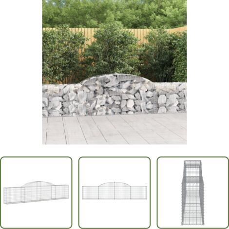vidaXL Gabbia ad arco -  Cesto Gabbione ad Arco 300x30x60/80 cm Ferro Zincato