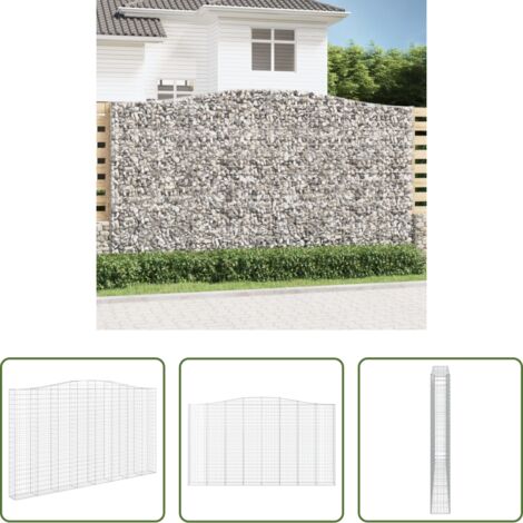 vidaXL Gabbia ad arco -  Cesto Gabbione ad Arco 400x30x220/240 cm Ferro Zincato