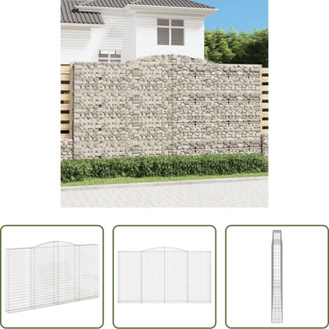 vidaXL Gabbia ad arco -  Cesto Gabbione ad Arco 400x30x220/240 cm Ferro Zincato
