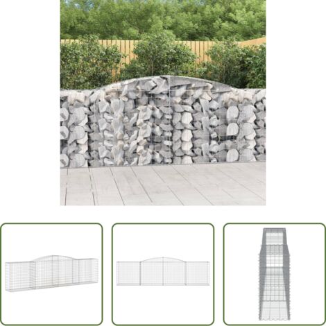 vidaXL Gabbia ad arco -  Cesto Gabbione ad Arco 400x50x100/120 cm Ferro Zincato