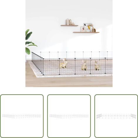 vidaXL Gabbia in acciaio -  Gabbia per Animali 52 Pannelli con Porta Nero 35x35 cm Acciaio