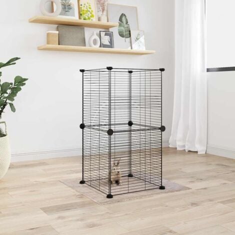 vidaXL Gabbia per Animali Domestici 8 Pannelli Nero 35x35 cm Acciaio