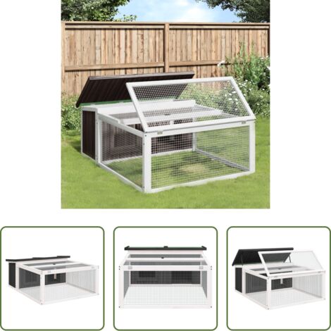 vidaXL Gabbia per animali domestici -  Conigliera Grigia 117,5x97x47,5 cm in Legno Massello di Pino