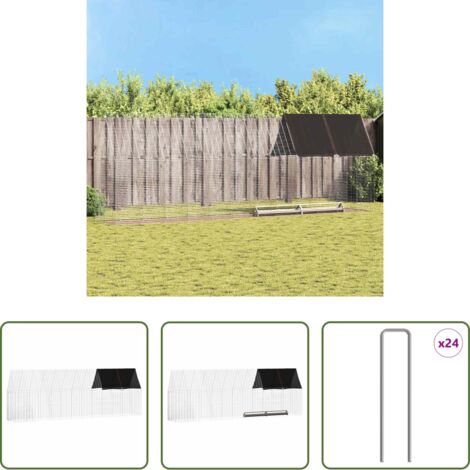 vidaXL Gabbia per animali -  Gabbia per polli 2 pcs Argento 600 x 100 x 210 cm