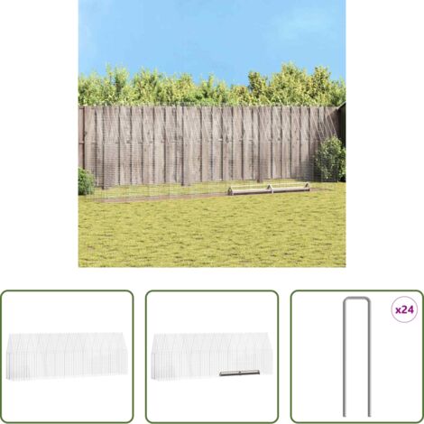 vidaXL Gabbia per animali -  Gabbia per polli 2 pcs Argento 600 x 100 x 210 cm
