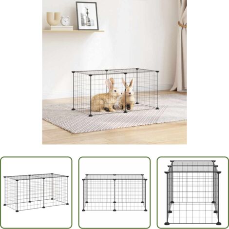 vidaXL Gabbia per cani -  Gabbia per Animali Domestici 8 Pannelli Nero 35x35 cm Acciaio
