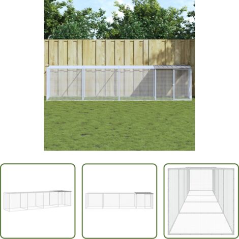 vidaXL Gabbia per galline -  Gabbia Polli Tetto Grigio Chiaro 403x98x90 cm Acciaio Zincato