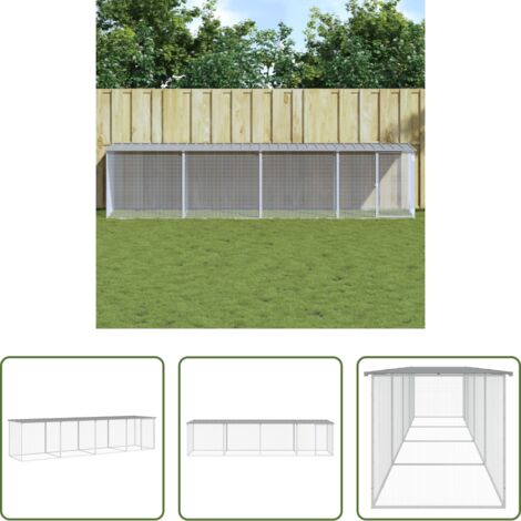 vidaXL Gabbia per galline -  Gabbia Polli Tetto Grigio Chiaro 403x98x90 cm Acciaio Zincato