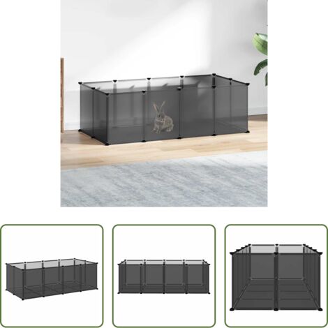 vidaXL Gabbia per gatti -  Gabbia per Piccoli Animali Nera 144x74x46,5 cm in PP e Acciaio