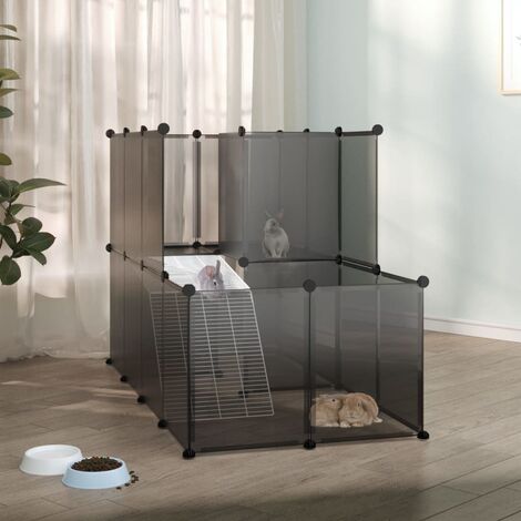 vidaXL Gabbia per Piccoli Animali Nera 142x74x93 cm in PP e