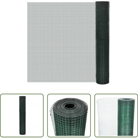 vidaXL Gabbia per polli -  Recinto Pollaio in Rete Zincato Rivestimento PVC 10x1 m Verde