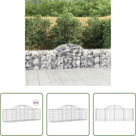 vidaXL Gabbione ad arco -  Cesti Gabbioni ad Arco 12 pz 200x50x60/80 cm Ferro Zincato