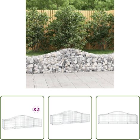 vidaXL Gabbione ad arco -  Cesti Gabbioni ad Arco 2 pz 200x50x40/60 cm Ferro Zincato