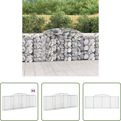 vidaXL Gabbione ad arco -  Cesti Gabbioni ad Arco 6 pz 300x50x100/120 cm Ferro Zincato