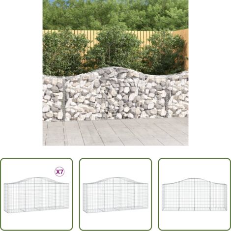 vidaXL Gabbione ad arco -  Cesti Gabbioni ad Arco 7 pz 200x50x80/100 cm Ferro Zincato