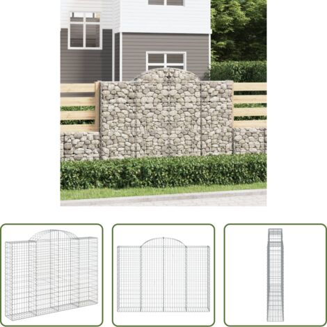 vidaXL Gabbione decorativo -  Cesto Gabbione ad Arco 200x30x140/160 cm Ferro Zincato