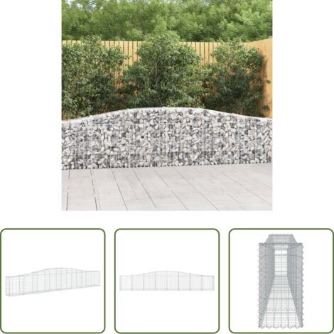 vidaXL Gabbione decorativo -  Cesto Gabbione ad Arco 400x30x60/80 cm Ferro Zincato