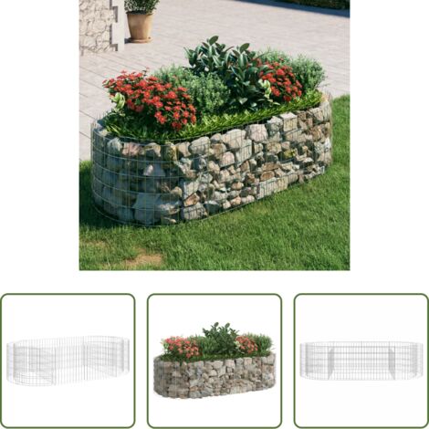 vidaXL Gabbione in acciaio zincato -  Gabbione con Letto Rialzato in Ferro Zincato 200x100x50 cm