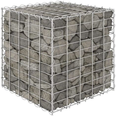 vidaXL Gabbione Letto Rialzato a Cubo in Filo di Acciaio 50x50x50 cm