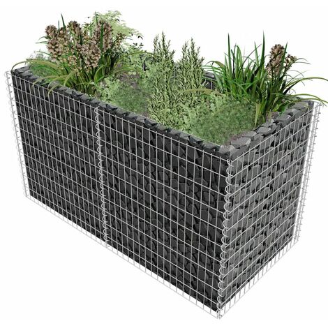 vidaXL Gabbione Letto Rialzato Giardino Acciaio 180x90x100 cm Argento
