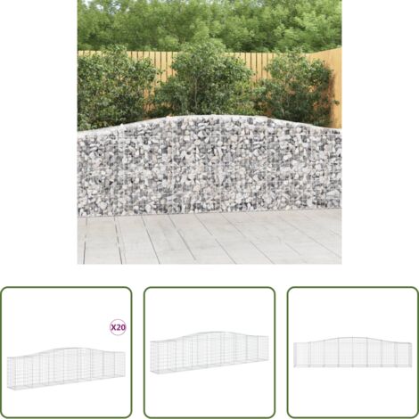vidaXL Gabbione per giardino -  Cesti Gabbioni ad Arco 20 pz 400x50x80/100 cm Ferro Zincato